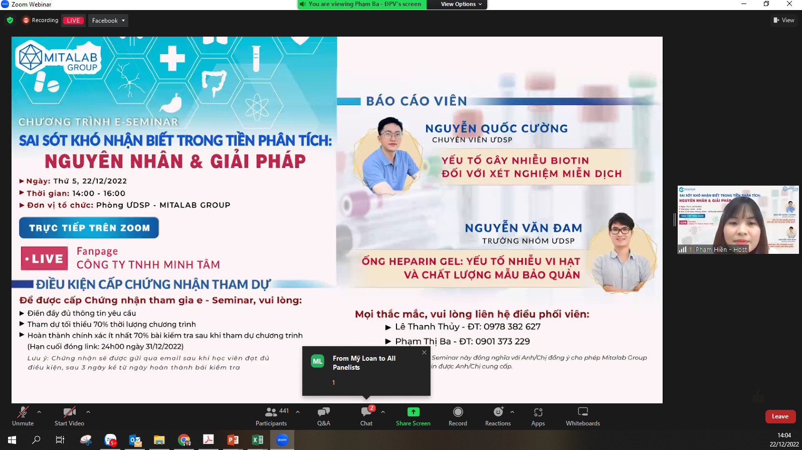 E-SEMINAR: “SAI SÓT KHÓ NHẬN BIẾT TRONG TIỀN PHÂN TÍCH: NGUYÊN NHÂN & GIẢI PHÁP” ĐÃ DIỄN RA THÀNH CÔNG TỐT ĐẸP